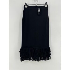White House Black Market Sweater Fringe Midi Skirt Size XS NWT Fringe Hem Pencil